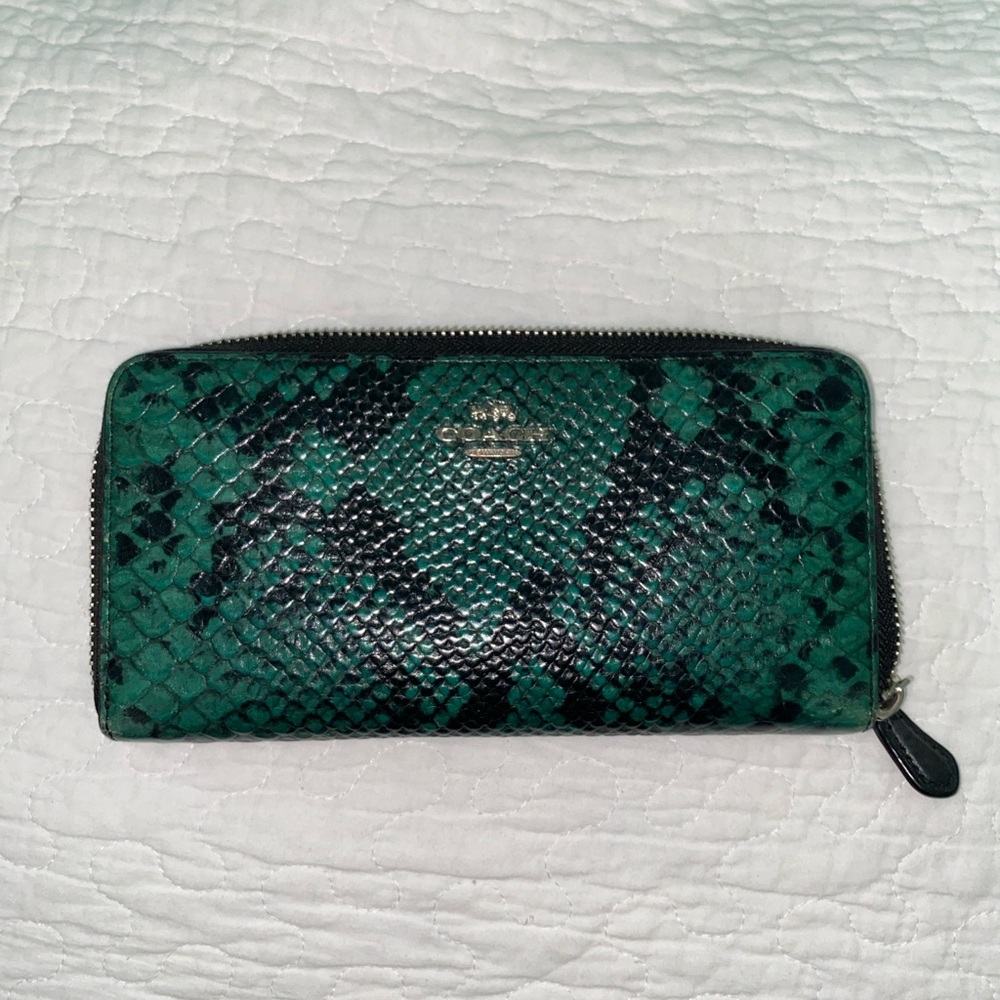 Coach Emerald Snake Pattern Zip Wallet - image 2